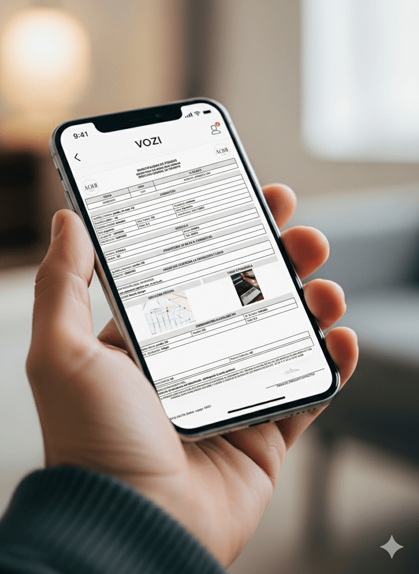 Agente usando la app VOZI para digitalizar un procedimiento